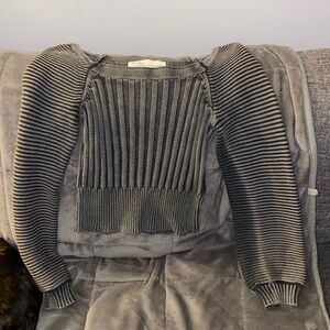 Grey, ribbed, long sleeve top